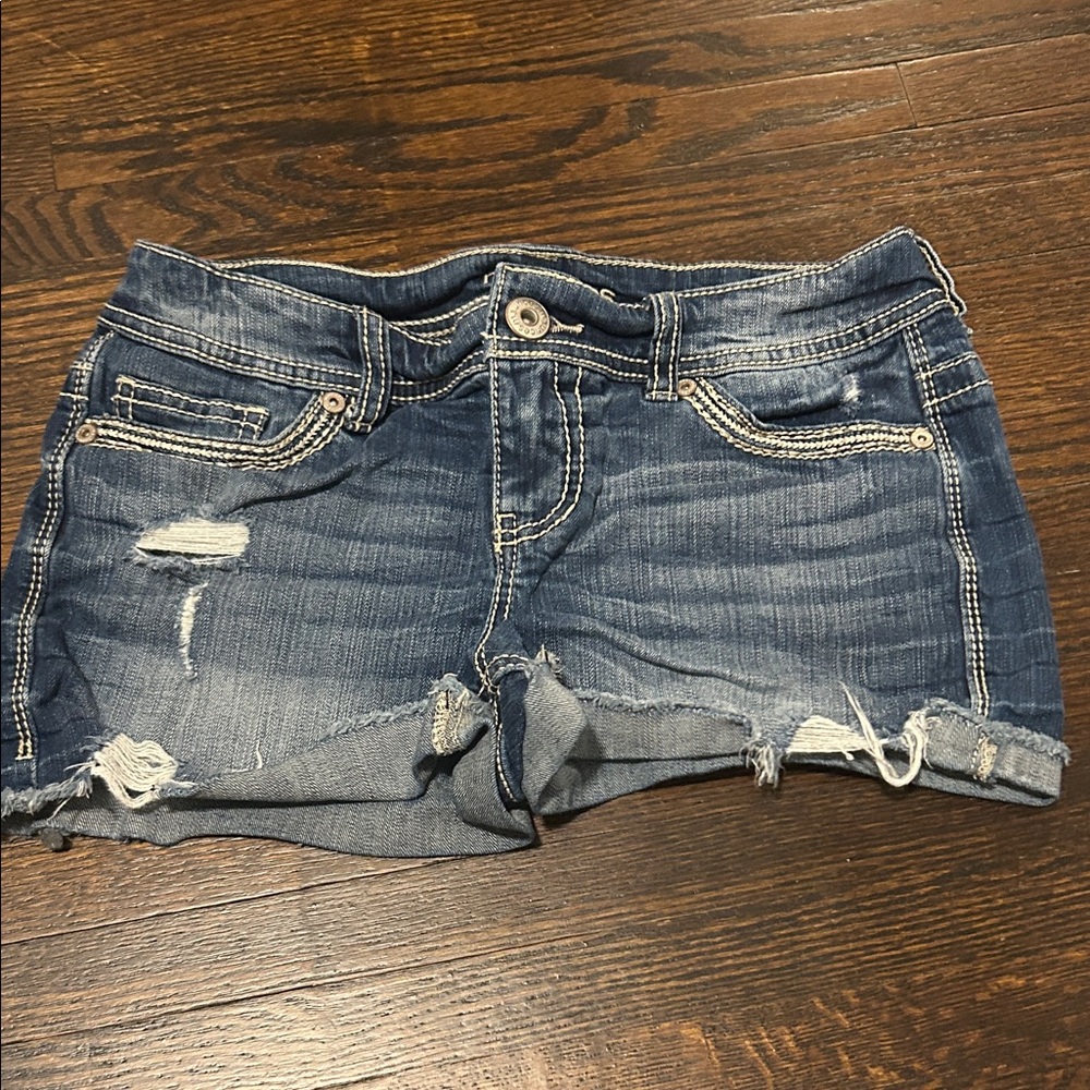 Maurices Blue Distressed Denim Jean Shorts